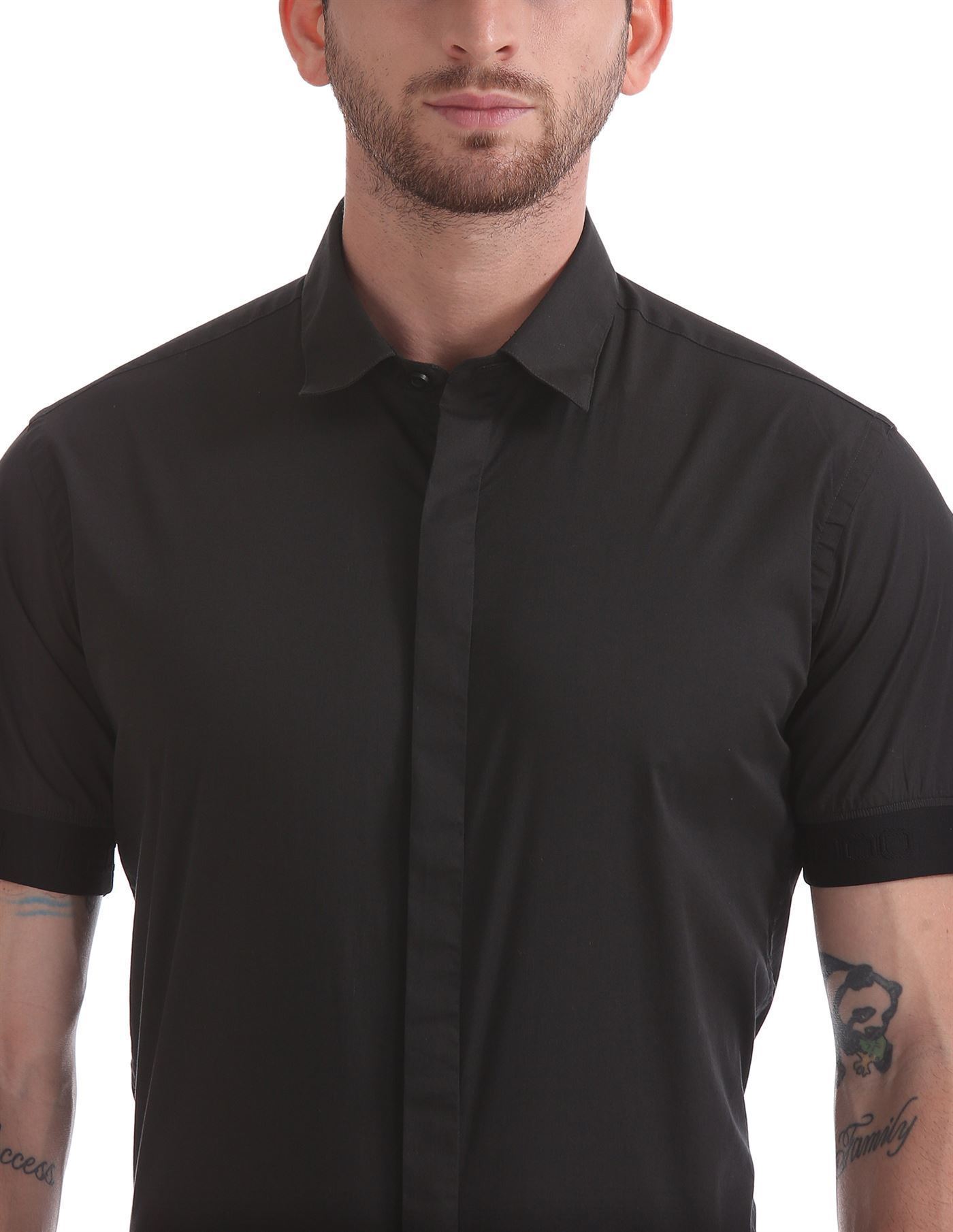 Flying Machine Men Casual Wear Black Shirt